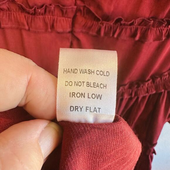 Vestique Womens Large Merlot Sweet & Stunning Babydoll Mini Dress Ruffle Layered - Picture 7 of 9